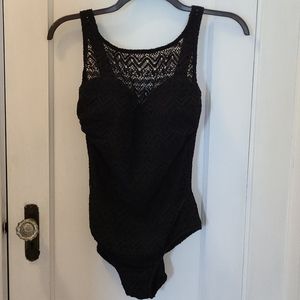 INC cute black crochet swimsuit